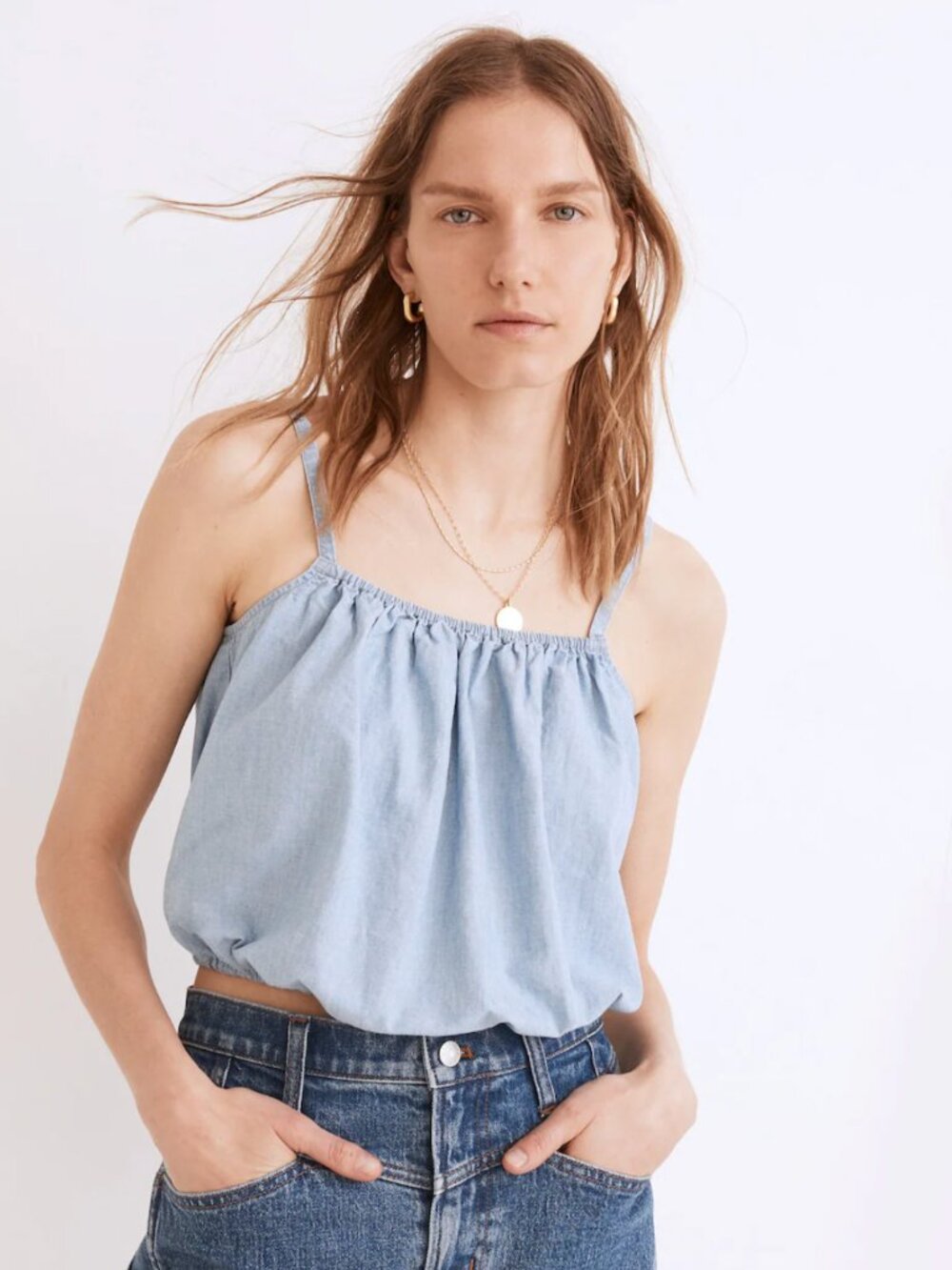 Madewell Chambray Meriden Top in Vineshire Wash